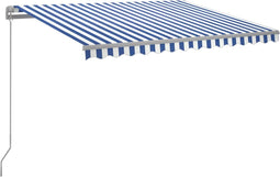 vidaXL - Luifel - handmatig - uittrekbaar - met - LED - 400x300 - cm - geel - en - wit