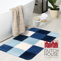 Dutch House Badmat Brest - Badmat 60X90cm - Blauw - Antislip - Badmatten - Anti Slip Douchemat - Badkamer Mat - Snel Absorberend - Snel Drogende Badmat