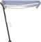 vidaXL - Luifel - handmatig - uittrekbaar - met - LED - 300x250 - cm - blauw - en - wit