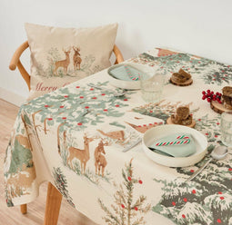 Vlekbestendig tafelkleed Muaré Christmas Deer 240 x 155 cm