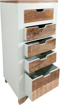 SVJ Bureaukast Rechthoekig - 35 x 40 x 92 cm - Mangohout - Wit/Bruin