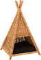 J-Line Rotan hondentent + kussen - jute - naturel/zwart - woonaccessoires
