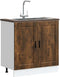 vidaXL - Spoelbakonderkast - Porto - 80x46x81,5cm - bewerkt - hout - gerookt - eiken
