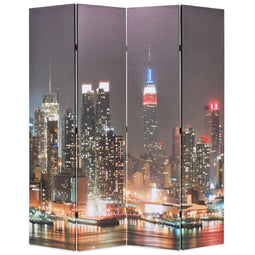 Kamerscherm inklapbaar New York bij nacht 160x170 cm