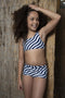 Just Beach Meisjes Bikini - Reversible - Wavy Streep en Tropical Birds - Maat 140