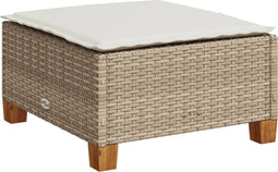 vidaXL - Tuinkruk - met - kussen - 63,5x56x32 - cm - poly - rattan - beige
