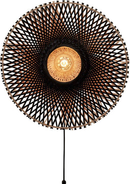GOOD&MOJO Wandlamp Kalimantan - Bamboe/Zwart - Ø60cm - Binnen Modern