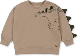 Konges Sløjd Lou Sweatshirt/Trui Animal Spike Dino - Oxford Tan - Maat 4 jaar
