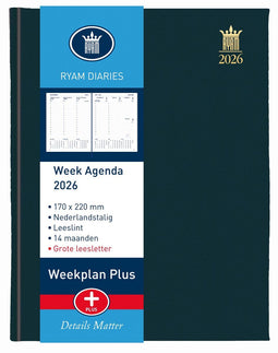 Ryam - Bureau agenda - Weekplan Plus 7 dagen - Zwart (2026)