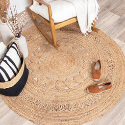 Fraai - Jute vloerkleed - Rond 150cm - Natuurlijk bruin