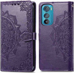 iMoshion Hoesje Geschikt voor Motorola Edge 30 Hoesje Met Pasjeshouder - iMoshion Mandala Bookcase - Paars
