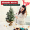 Coast Mini Kunstkerstboom - Tafelmodel - 50 cm - Cementen standaard met linnen doek - Groen met wit