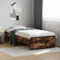vidaXL - Bedframe - bewerkt - hout - en - metaal - gerookt - eikenkleurig - 75x190 - cm