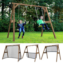 AXI 4-in-1 SportsFun in Bruin - 4-in-1 Frame voor schommel, voetbal, volleybal en tennis - Schommelframe met net voor diverse sporten - FSC hout