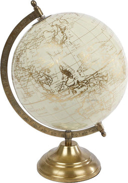 Premium Wereldbol - Klassiek - Creme Large - 20x20x30cm