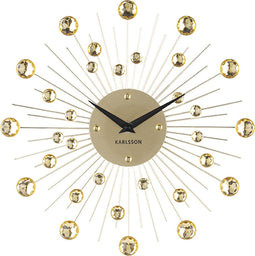 Karlsson Sunburst - Wandklok - Kristal - Goud - Ø30cm