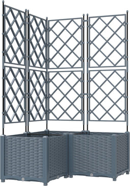 vidaXL - Tuinpot - met - Trellis - 3 - stuks - Lichtgrijs - 80x80x143 - cm