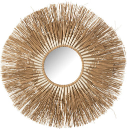 J-Line spiegel Melissa Paille - raffia - naturel/wit - small - Ø 75 cm