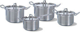 BK Q-linair Master Glas - Pannenset 4-delig - Afgietsysteem - Roestvrij staal