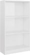 vidaXL - Boekenkast - 3 - schappen - 60x24x109 - cm - bewerkt - hout - hoogglans - wit