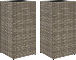 vidaXL - Plantenbakken - 2 - st - 30x30x60 - cm - poly - rattan - grijs