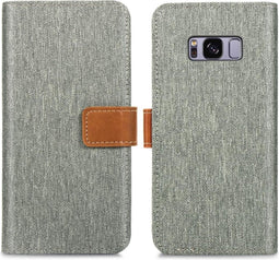 iMoshion Hoesje Geschikt voor Samsung Galaxy S8 Hoesje Met Pasjeshouder - iMoshion Luxe Canvas Bookcase - Grijs