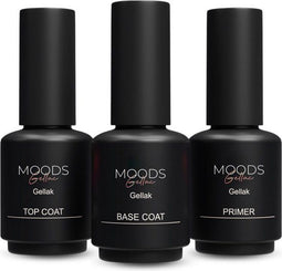 Moods Gellac Starterspakket - Primer Base Coat Top Coat - 8ML - Gellak Polygel - LED Lamp Nagellak