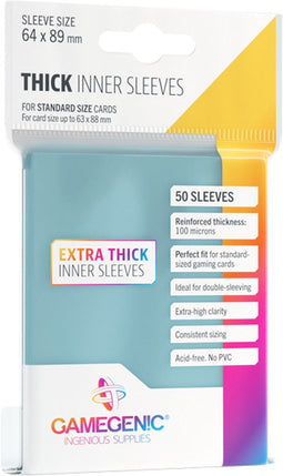 GameGenic Thick Inner Sleeves - Binnensleeves - Extra dik 100 micron - 50 stuks