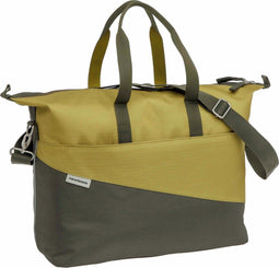New Looxs ® Oslo Tendo - Enkele Fietstas - Schoudertas met Laptopvak - Afneembare Shopper met Rits - Multifunctioneel - 100% Gerecycled Polyester - Geschikt voor Electrische Fietsen - 21 Liter - Olive-Yellow