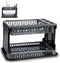 Afwas afdruiprek 2-Laags - grijs/zwart rotan - 45 x 30 x 28 cm - Afwasrek - kunststof - afwassen en drogen