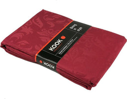 KOOK Tafelkleed Damast Polyester Framboos 140 bij 240 cm