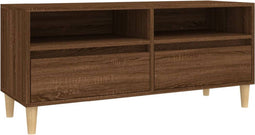 vidaXL - Tv-meubel - 100x34,5x44,5 - cm - bewerkt - hout - bruin - eikenkleur
