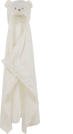 J-Line badcape Beer - pluche - wit/beige - 2 stuks