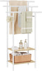 Eugad Vrijstaand Handdoekenrek met 3 Handdoekstangen en 2 Opbergplanken - 68 x 28 x 117 cm - Wit met