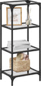 vidaXL - Opbergrek - met - transparant - glazen - blad - 40x30x95 - cm - staal