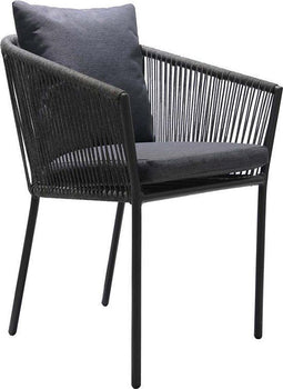 House Nordic Salerno - Tuinstoel - Aluminium polyester - Donkergrijs zwart (set van 4)