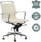 Feel Furniture - Luxe design bureaustoel van 100% rundleer - Lage rugleuning - Creme