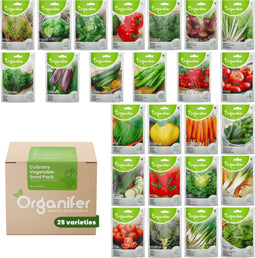 Groentezaden Pakket - Moestuinzaden - 25 Culinaire Soorten - Groentezaden - Tomaten Zaden - Komkommer Zaden - Peper Zaden - Aardbeien Zaadjes - Paprika Zaden - Groentezaden Moestuin - Organifer