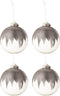 J-Line kerstbal Glitter Mini Kwast - glas - grijs/transparant - large - doos van 4