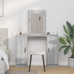 vidaXL - Kaptafel - met - LED-verlichting - - - Grijs - Sonoma - 102x33x135 - cm