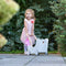 Angel Toys 606015 - Poppen loopwagen - Inclusief matrasje dekentje kussentje opbergtas - Roze wit