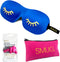 SMUG 3D Slaapmasker met Zwarte Oordopjes en Opbergzakje - 100% Verduisterend - Ergonomisch Oogmasker - Wink Print, Blauw