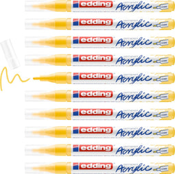 edding 5300 acrylic marker verkeersgeel – set van 10 stuks – ronde punt 1-2 mm – acrylverfstiften voor canvas, hout & steen