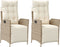 vidaXL - Tuinstoelen - 2 - st - verstelbaar - met - voetensteun - poly - rattan - beige