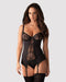 Obsessive Heartina Korset & String - Jarretelset - Maat L/XL - Zwart
