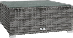 vidaXL - Tuintafel - 60x60x30 - cm - poly - rattan - en - glas - grijs