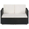 vidaXL - Tuinbank - 2-zits - met - kussens - poly - rattan - zwart