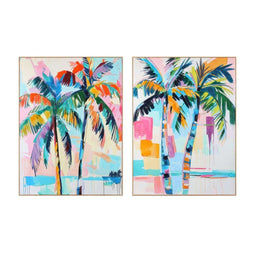 Canvas Home ESPRIT Palmen Tropisch 90 x 3,5 x 120 cm (2 Stuks)