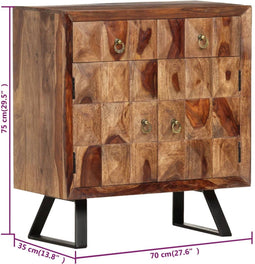vidaXL - Bijzetkast - 70x35x75 - cm - massief - sheeshamhout