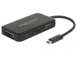 Delock 63929 - USB-C naar HDMI DVI DisplayPort VGA adapter - 3840 x 2160 @ 60 Hz - Zwart